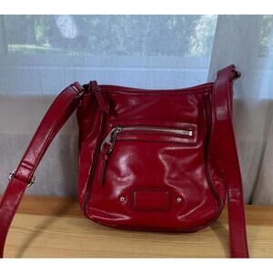 Nine West Red Leather Crossbody Bag Adjustable Strap Medium Purse